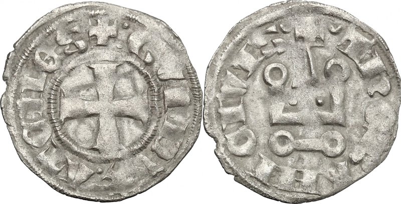 Frankish Greece. Crusader coins. Guy II de la Roche (1287-1308). BI Denier, Acha...