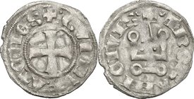 Frankish Greece. Crusader coins. Guy II de la Roche (1287-1308). BI Denier, Achaia, Thebes. Metcalf 1061. BI. g. 0.85 mm. 19.00 Lightly toned. Good VF...