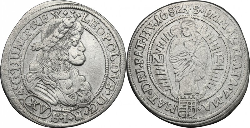 Hungary. Leopold I (1657-1705). AR 15 Kreuzer 1682, Nagybánya mint. Herinek 1076...