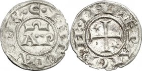 Italy. Enrico VI e Costanza (1191-1197). AR Denaro, Messina or Brindisi mint, 1195-1196. Spahr 30. AR. g. 0.72 mm. 17.00 About EF/Good VF. Henry IV wa...
