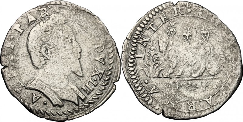 Italy. Alessandro Farnese (1586-1591). AR Cavalotto, Piacenza mint. MIR 977. AR....