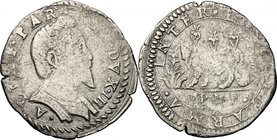 Italy. Alessandro Farnese (1586-1591). AR Cavalotto, Piacenza mint. MIR 977. AR. g. 1.85 mm. 22.00 About VF/Good F.