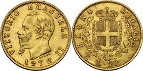 Italy. Vittorio Emanuele II (1849-1861). AV 20 Lire 1878, Roma mint. KM 10.2. AV. g. 6.43 mm. 21.00 VF.