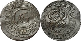 Livonia. Carl Gustav of Sweden (1654-1660). Schilling 1655, Riga mint. KM 4. MI. g. 0.56 mm. 15.00 NC. Good VF.