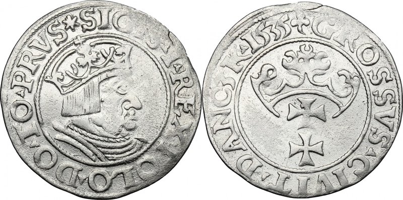 Poland. Sigismund the Old (1506-1545). AR Grosz 1535, Gdansk (Danzing) mint. Kop...