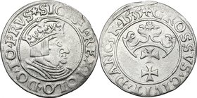 Poland. Sigismund the Old (1506-1545). AR Grosz 1535, Gdansk (Danzing) mint. Kopicki 7312. AR. g. 1.85 mm. 23.00 Municipial coinage. About EF/Good VF.