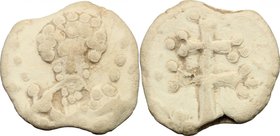 Kievan Rus. Vseslav Briachislavich, the Sorcerer (1044-1101). PB Seal of fur money, Polotsk mint. D/ Bust of St. Theodor of Amasea facing. R/ Patriarc...