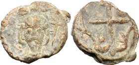 Kievan Rus. Vsevolod Yaroslavich (1078-1093). PB Seal of fur money, Kiev mint. D/ Bust of Apostle Andrew facing. R/ Patriarchal cross. Huletski-Dorosh...