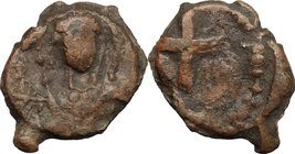 Kievan Rus. Sviatopolk Izyaslavich (1093-1113). PB Seal of fur money, Kiev mint. D/ Bust of Archangel Michael facing. R/ Cross. Huletski-Doroshkevich ...