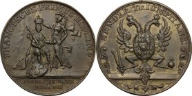 Austria. Franz I Stephan (1745-1765). AE Medal 1745, Vienna mint. D/ Emperor seated slightly right, crowned by allegoric figure. R/ Imperial eagle. AE...
