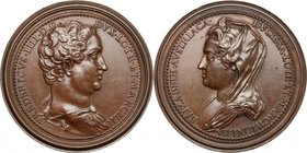 France. AE medal, 18th century. D/ Bust of Friedrich IV Duke of Lorraine right. R/ Bust of Elizabeth of Austria Duchess of Lorraine left. Forrer V, 34...