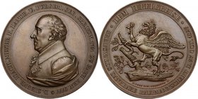 Germany. AE Medal, 1827. D/ Bust of Joachim Meyer left. R/ Griffin left on oak-tree. Fleck Slg. Pogge 1611. AE. g. 77.99 mm. 50.00 EF/About FDC. For t...