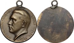 Germany. Adolf Hitler (1889-1945). AE Medal, 1932. D/ Head of Adolf Hitler left. R/ Blank. AE. g. 11.96 mm. 28.00 Looped. Good VF. For the elections i...
