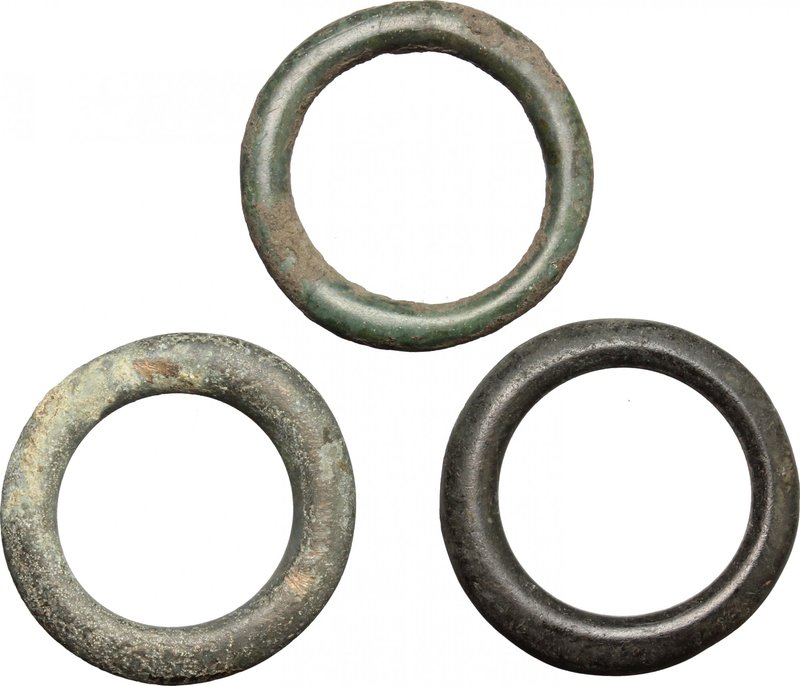 Celtic Word. Multiple lot of three (3) AE ring money, 1st century BC-1st century...