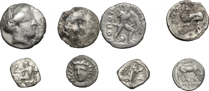 Greek World. Multiple lot of four (4) unclassified AR coins; including: Larissa ...