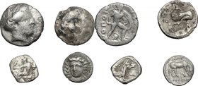 Greek World. Multiple lot of four (4) unclassified AR coins; including: Larissa and Celtic coins. AR. F:About VF.