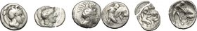 Greek Italy. Multiple lot of three (3) unclassified AR Diobols of Heraclea, ca. 380-325 BC, including a broken example. AR. About VF.