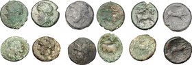 Greek Italy. Multiple lot of six (6) unclassified AE coins, including Arpi and Neapolis. AE. Good F: About VF.