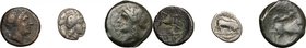 Greek Italy. Multiple lot of three (3) unclassified AR-AE coins, including: Thurium, The Brettii and Neapolis. AR/AE. F:About VF.