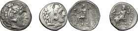 Continental Greece. Kings of Macedon. Alexander III "the Great" (336-323 BC). Multiple lot of two (2) unclassified AR Drachms. AR. About VF.