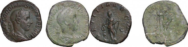 Roman Empire. Gordian III (238-244). Multiple lot oftwo (2) unclassified AE Sest...
