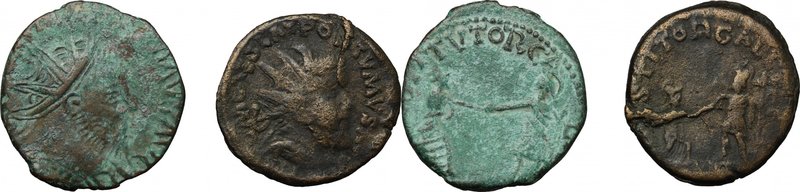 Roman Empire. Postumus (259-268). Multiple lot of two (2) unclassified AE coins....
