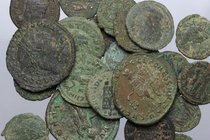 Roman Empire. Multiple lot of twentyfour (24)unclassified AE coins, including: Maximian, Diocletian, Claudius II Gothicus, Maxentius, Constantius, Con...