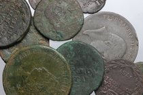 Italy. Kingdom of Naples and Sicily. Multiple lot of ten (10) unclassified AE coins; including: Ferdinand I, 10 Tornesi 1819; Ferdinand II, 10 Tornesi...