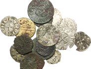 Miscellaneous. Multiple lot of eighteen (18) unclassified coins, including: 5 AR Denar, Crusaders, Athens; 4 AR Denar, Federico II, Messina; 2 small A...