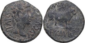27 aC-14dC. Época de Augusto. Celsa (Velilla de Ebro, Zaragoza). As. AB 804. Ae. 11,84 g. MBC-. Est.120.