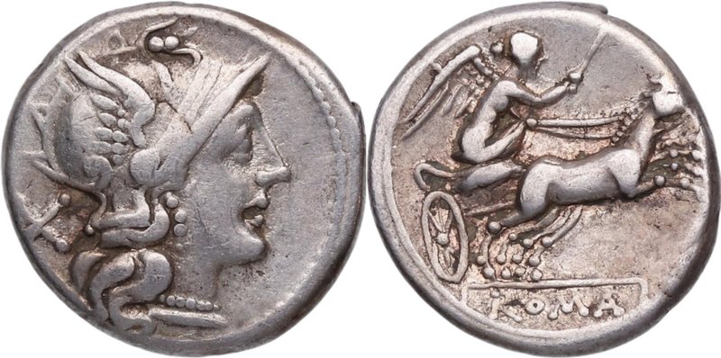 157-156 aC. Anónima. Denario. FFC 77. Ag. 4,02 g. EBC-. Est.100.