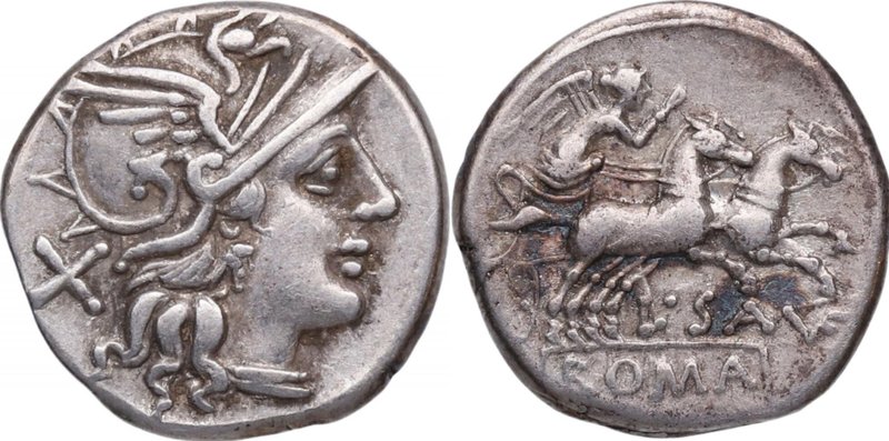 152 aC. Familia Saufeia. Roma. Denario. FFC 1099. Ag. 3,29 g. Atractiva. EBC-. E...