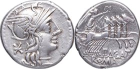 132 aC. Familia Maenia. Roma. Denario. FFC 831. Ag. 3,87 g. Atractiva. EBC-. Est.140.