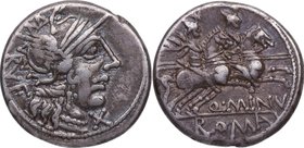 122 aC. Familia Minucia. Roma. Denario. FFC 920. Ag. 3,90 g. Atractiva. EBC-. Est.80.