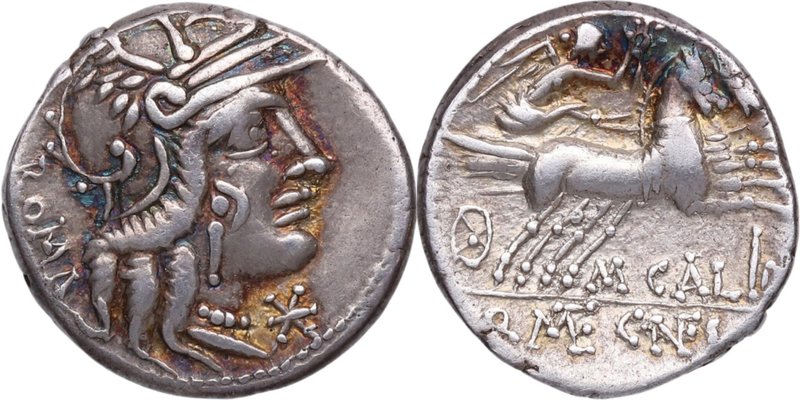 117-116 aC. Familia Calidia. Norte de Italia. Denario. FFC 223. Ag. 3,89 g. Atra...