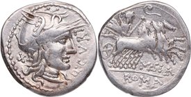 116-115 aC. Familia Curtia. Norte de Italia. Denario. FFC 669. Ag. 3,88 g. Atractiva. EBC-. Est.150.