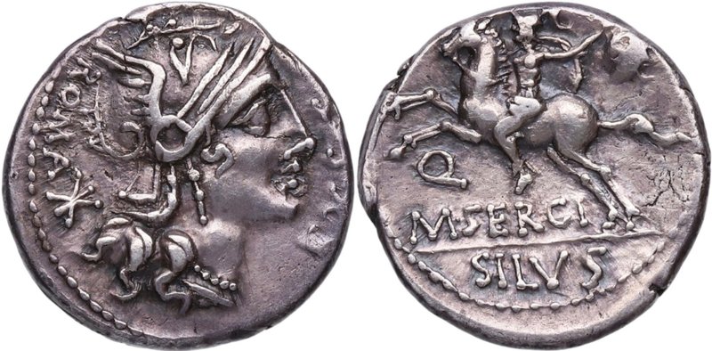 116-115 aC. Familia Sergia. Roma. Denario. FFC 1111. Ag. 3,92 g. Muy atractiva. ...