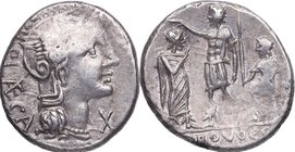 110-109 aC. Familia Porcia. Roma. Denario. FFC 1055. Ag. 3,97 g. MBC. Est.120.