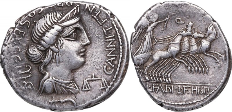 82-81 aC. Familia Annia. Hispania. Denario. FFC 138. Ag. 3,95 g. MBC+. Est.120.