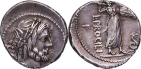 80 aC. Familia Procilia. Roma. Denario. FFC 1083. Ag. 3,86 g. Atractiva. Preciosa Pátina. EBC-. Est.100.