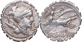 79 aC. Familia Claudia. Auxiliar de Roma. Denario. FFC 567. Ag. 4,12 g. EBC-. Est.150.