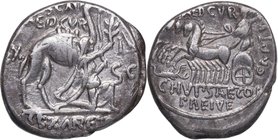 58 aC. Familia Aemilia. Roma. Denario. FFC 123. Ag. 4,00 g. EBC-. Est.130.