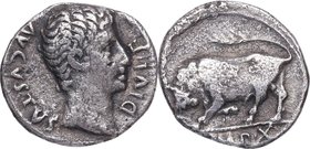27 aC-14 dC. Augusto (27 aC-14 dC). IMP X. Lugdunum. Denario. RIC 169. Ag. 3,30 g. Escasa. MBC- / MBC. Est.500.