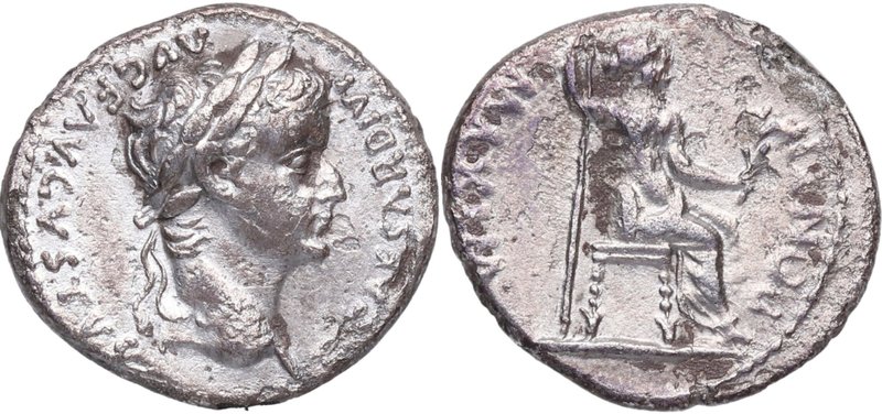 16 dC. Tiberio (14-37). Pontif Maxim. Denario. RIC 26. Ag. 2,87 g. MBC. Est.220.