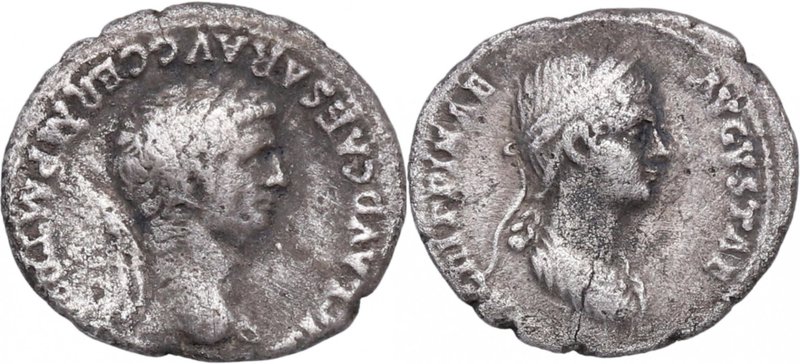 41-54 dC. Claudio I. Agripina Augusta. Denario. Cy 4. Ar. 3,34 g. Rara. MBC- / M...