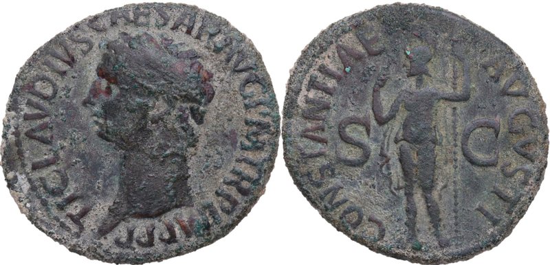 42 dC. Claudio I (41-54). CONSTANTIAE AVGVSTI. As. RIC 111. Ae. 10,32 g. BC+ / M...