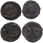 337-340 dC. Constantino II. Lote de dos monedas 1/2 centenional. Ae. EBC- y MBC. Est.15.