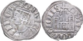 1284-1295. Sancho IV. Coruña. Cornado. Núñez 129.1. Ve. 0,76 g. Punto en la corona, dos almenas. Bella. EBC- / EBC. Est.50.