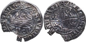 1454-1474. Enrique IV (1454-1474). Segovia. 1/2 Real. No aparece en ningún catálogo. Ag. 1,36 g. Adornos a los lados de EN. Tres ejemplares conocidos....
