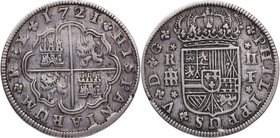 1721. Felipe V (1700-1746). Segovia. 2 reales. F. Cy 25. Ag. 5,81 g. MBC+. Est.40.